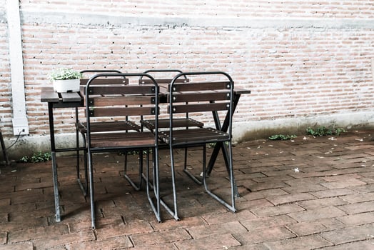Empty wood chair in restaurant photo