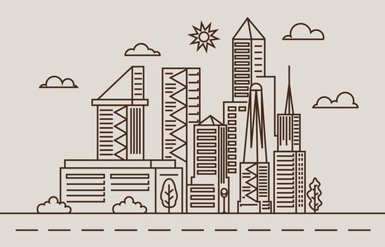 Street Modern City Skyscraper Building Cityscape Skyline Line vector
