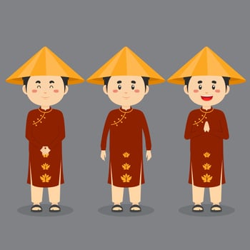 Vietnam Character with Various Expression vector