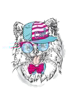Beautiful hipster dog in stylish clothes and accessories vector