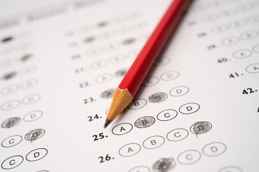 Answer sheets with Pencil drawing fill photo