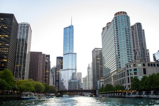 Downtown Chicago during dusk 2017 photo