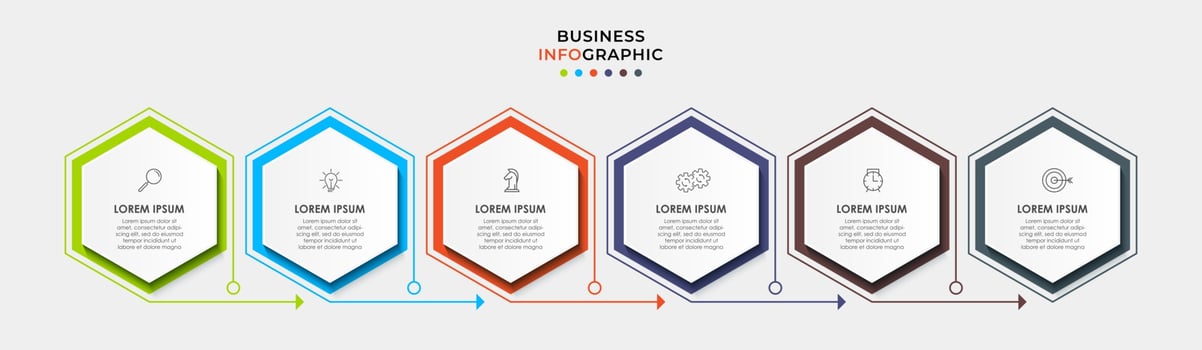 Infographic design template with icons and 6 options or steps vector