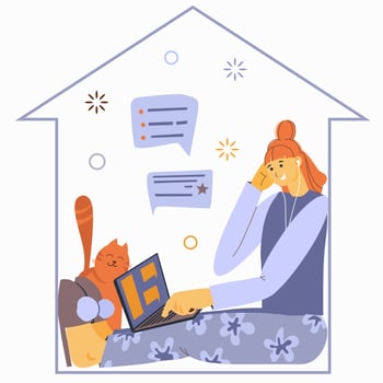 Flat illustration about work at home and freelance. vector