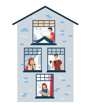 Stay at home. Quarantined life in isolation. vector