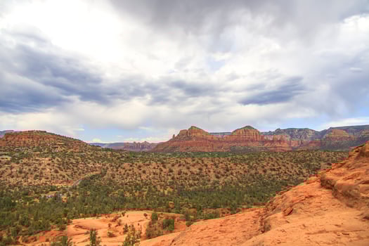Colorful rocks on a desert mountain landscape photo