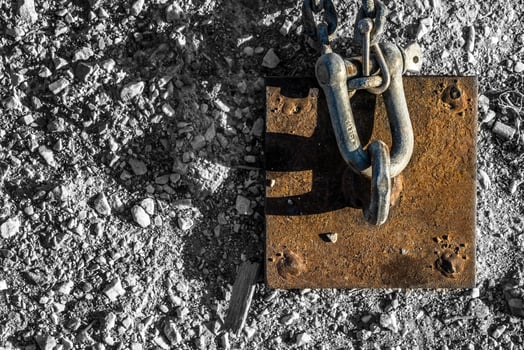 Rusty Chain and Rope near Dock photo