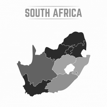 Gray Divided Map of South Africa vector