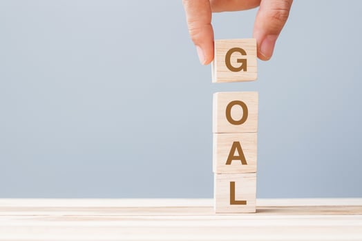 Wooden block with GOAL word photo