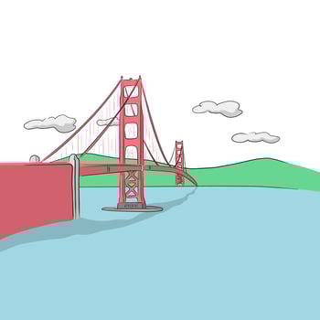 Golden Gate Bridge, San Francisco CA USA hand drawn vector