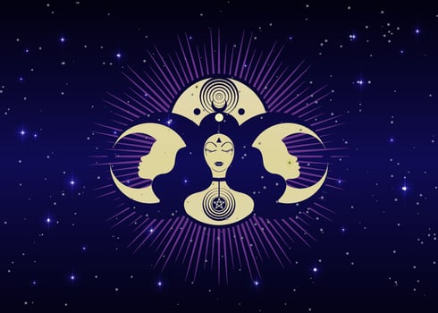 Woman Wicca mother earth symbol of sexual procreation. Spiral goddess vector
