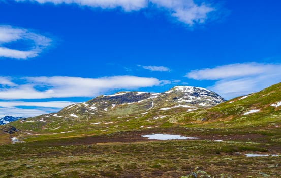 Vavatn lake panorama landscape boulders mountains Hemsedal Norway. photo