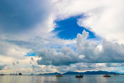 Bo Phut Beach with boats on Koh Samui in Thailand. photo