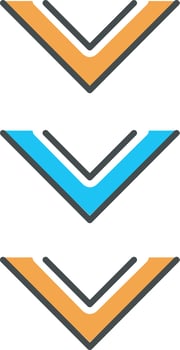Scrolling down button blue and orange RGB color icon vector