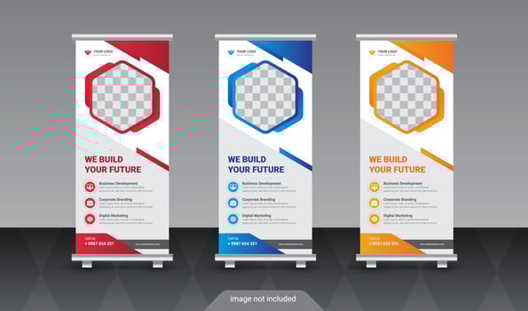 Modern Advertising Trend Business Roll Up Banner Stand Poster design vector