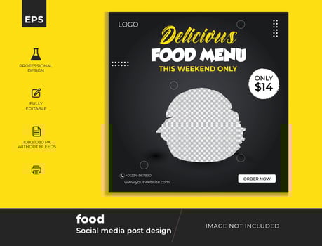 Food Restaurant Social Media Post Design Template vector