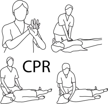 CPR demonstration first aid vector illustration