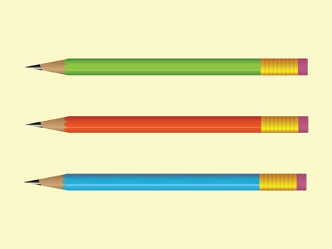 Three Multicolored Pencils vector