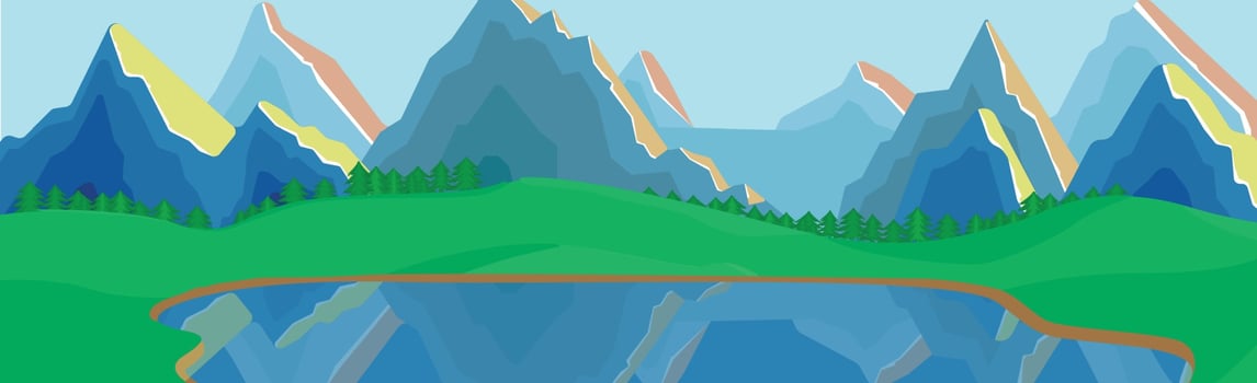 Panoramic mountain evening landscape on the background vector