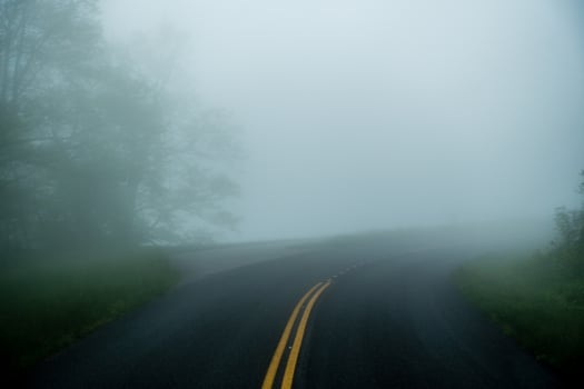 early morning drive through blue ridge parkway in spring photo