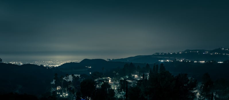 hollywood hills and surrounding landscape near los angeles photo