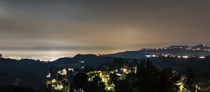 hollywood hills and surrounding landscape near los angeles photo