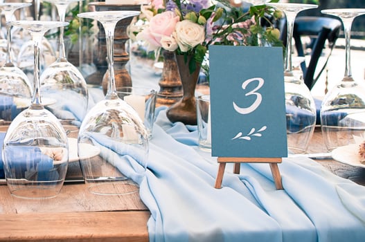 Beautiful wedding or event decoration table setup, outdoor photo