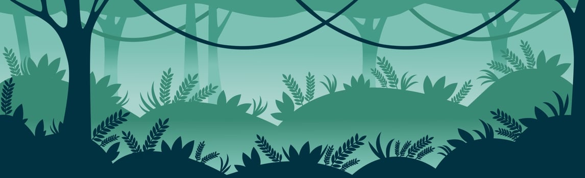 Panoramic landscape dense impenetrable jungle hanging lianas - Vector
