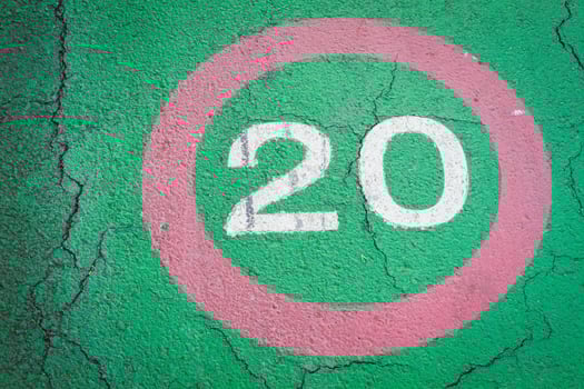 speed limit sign 20 kilometers on bike lane photo