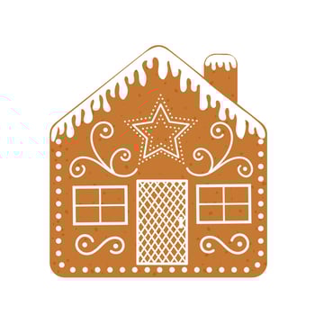 Iced gingerbread house with chimney. Traditional Christmas cookie vector