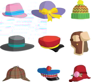Collection of hats vector