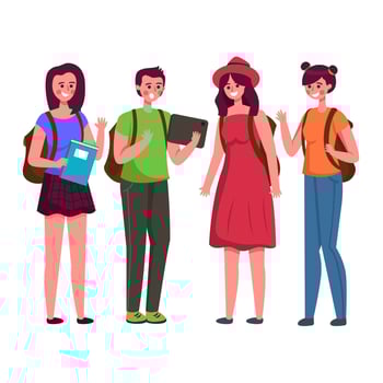 Tall University Students Going to Class vector