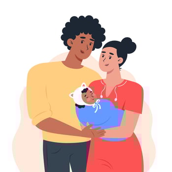 Young parents are holding a small child vector