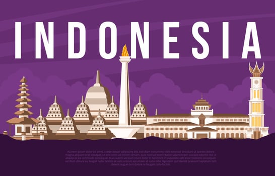 Visit Indonesia Beautiful Landmark Concept vector