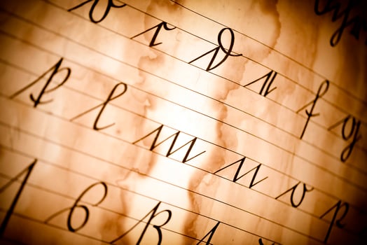 Vintage old Latin Alphabets on Paper Background photo