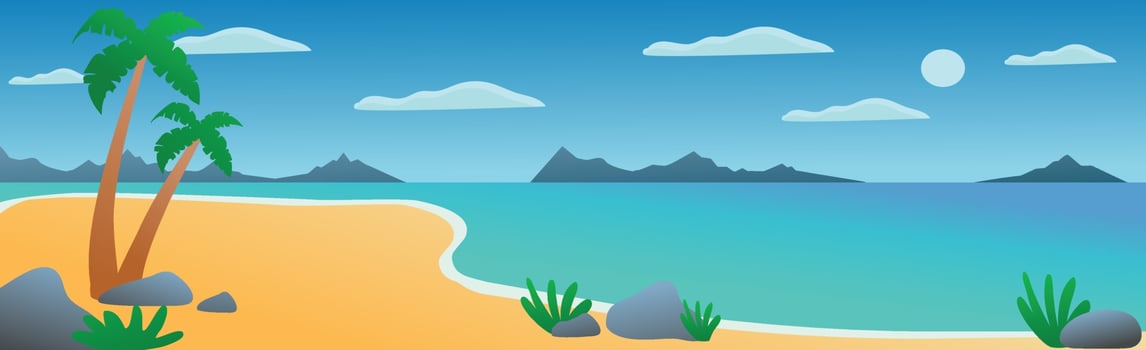 Panoramic landscape sunny bright sandy beach - Vector