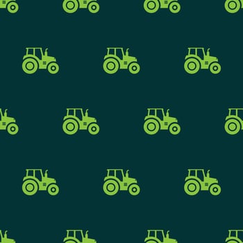 seamless pattern tractor farm transport icon with green background vector