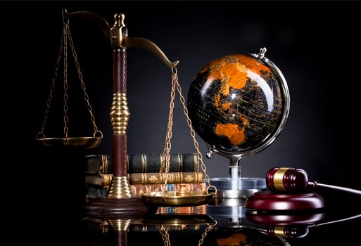 Law office concept, counselor or lawyer office items photo