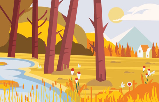 Country Side Landscape in Autumn Background vector
