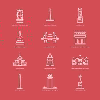 Icon Pack Indonesia Landmark vector