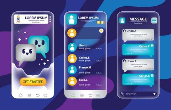 Glass Morphism UI UX Template vector