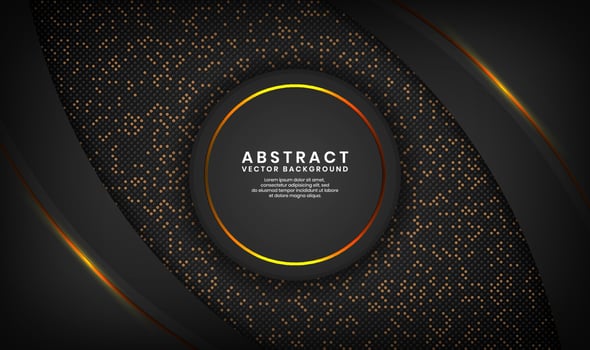 Abstract 3D black luxury background with glitter dots effect vector