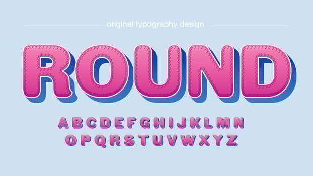 pink and blue rounded cartoon typography vector