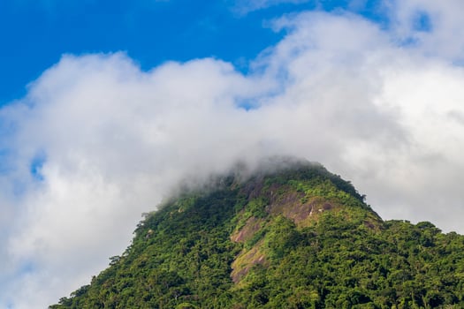 Abraao mountain Pico do Papagaio with clouds. Ilha Grande Brazil. photo