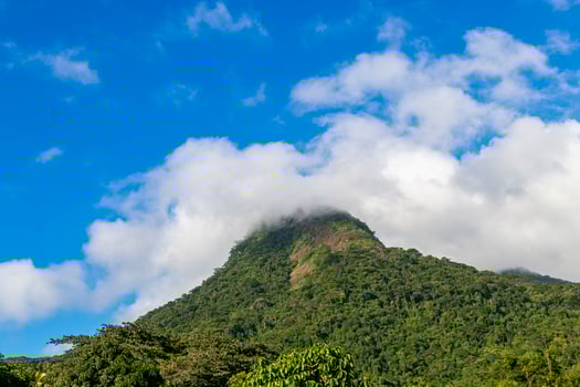 Abraao mountain Pico do Papagaio with clouds. Ilha Grande Brazil. photo