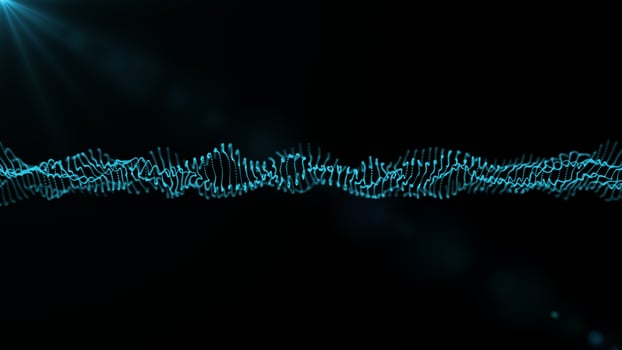 Blue spinning wave particles technology concept photo
