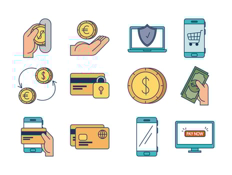 bundle of pay online set icons vector
