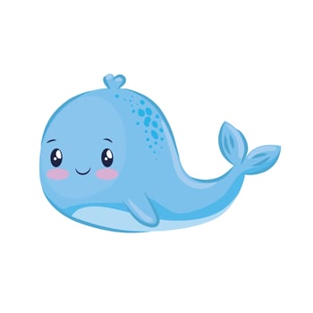 cute whale animal vector