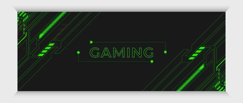 futuristic green and black gaming banner and cover design template vector