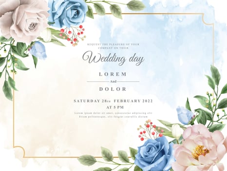 Wedding invitation with beautiful floral watercolor vector